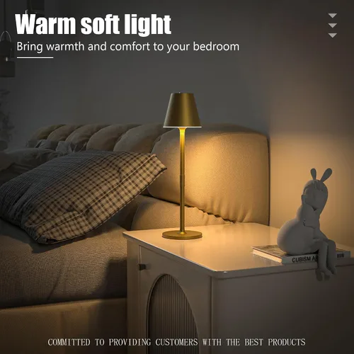 Miniatura 6 de Timjorman Lámpara de mesa LED inalámbrica, lámpara de escritorio con batería recargable de 4000 mAh, brillo de 3 niveles junto a la luz nocturna