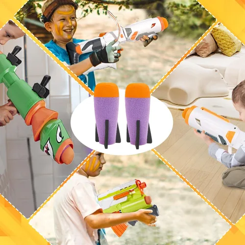 Miniatura 6 de BOROLA Lanzador de cohetes de espuma relleno de misiles compatible con Nerf N-Strike Elite Series