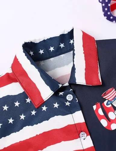 Miniatura 3 de Conjunto de ropa de verano para el 4 de julio, para el Día de la Independencia, camisa y pantalones cortos
