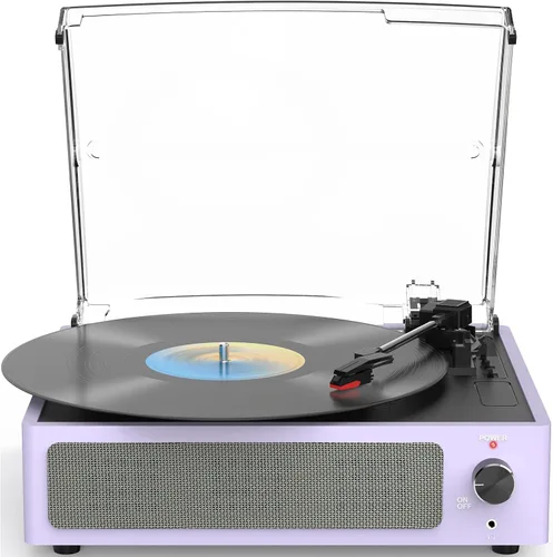 Miniatura 12 de Tocadiscos de vinilo con altavoces, receptor inalámbrico de 3 velocidades, fonógrafo LP de transmisión por correa, auriculares AUX RCA, parada Verde