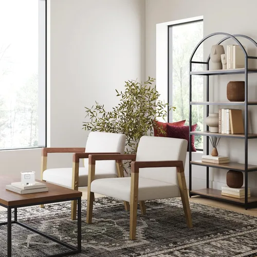 Miniatura 10 de Nathan James - Hudson - Silla decorativa para sala de estar, cómoda silla de lectura para dormitorio, sillón de madera estilo mediados de siglo
