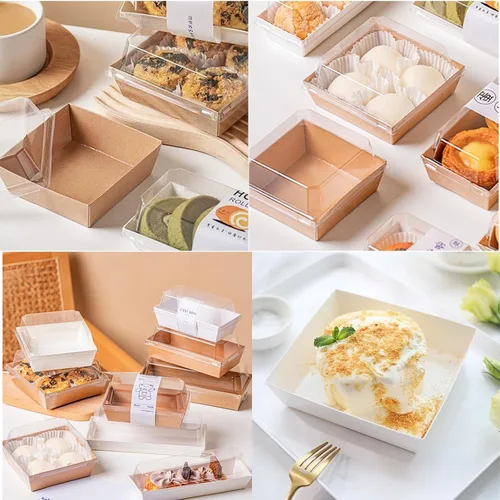 Miniatura 6 de Paquete de 100 cajas de charcutería con tapas transparentes, recipientes desechables para postres de panadería, cajas para llevar con cordel