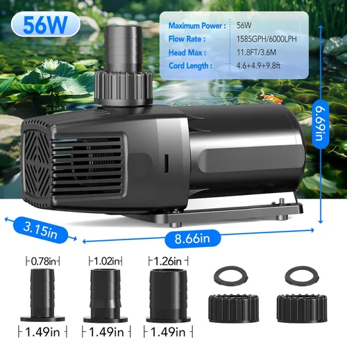 Miniatura 6 de hygger Bomba de agua ajustable para acuario de 24 V CC, bomba de retorno silencioso de 30 dB, control de flujo de 10 velocidades, protección