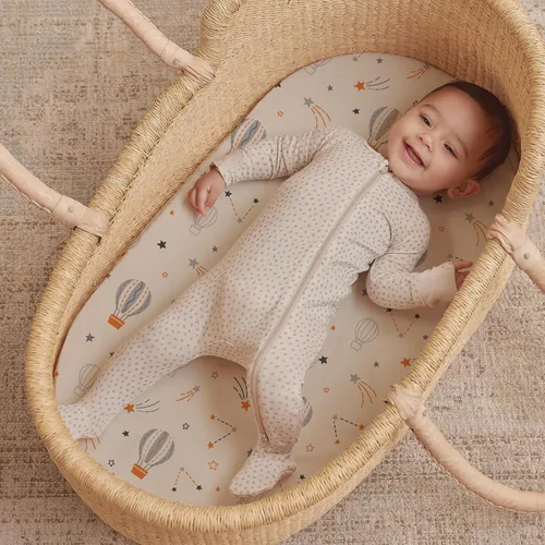 Miniatura 2 de Juego de sábanas ajustadas para moisés Brolex, 2 unidades, sábanas para cuna para reposapiés/colchón, unisex para niños y niñas, ultra suave, Globo