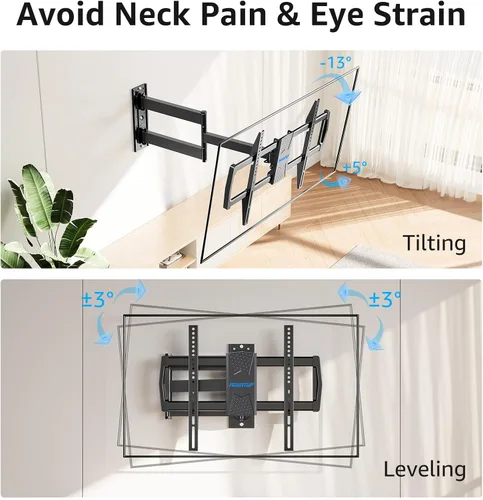 Miniatura 5 de MOUNTUP Soporte de pared para TV de esquina para la mayoría de televisores de 42 a 75 pulgadas con extensión larga de 32", soporte de pared para TV