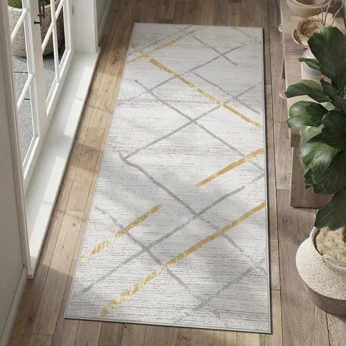 Miniatura 4 de jinchan Alfombra moderna de pasillo de 2 x 5 pies para pasillo, diseño geométrico marroquí, antideslizante, resistente a las manchas, suave