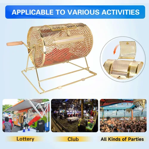 Miniatura 6 de GSE Games & Sports Expert Brass Raffle Ticket Drum, Gold Spinning Raffle Cage, Lottery Drawing Box for Raffles, Giveaways, Fundraisers, and Events