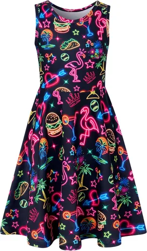 Miniatura 29 de Funnycokid Vestido de Sirena para Niñas, Sin Mangas, de Verano, para Cumpleaños, de Fiesta con Volantes, Ropa de 4 a 13 Años