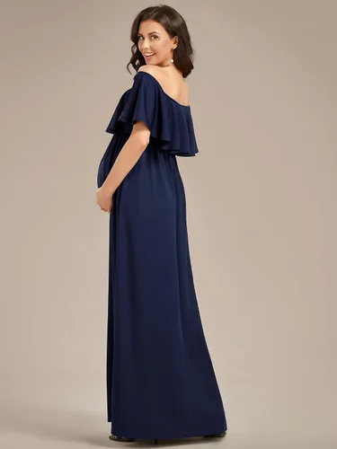 Miniatura 2 de Ever-Pretty Vestido casual de maternidad con hombros descubiertos y mangas abullonadas con cintura fruncida en una línea hasta el suelo 01802-EY