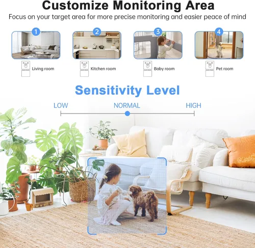 Miniatura 6 de Cámara interior - Cámara WiFi 5G y 2.4G para seguridad del hogar, cámaras de seguridad 2K para perro/mascota/bebé, panorámica/inclinación de 360°