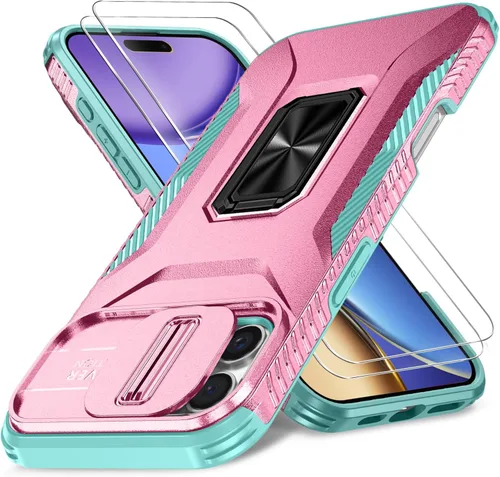 Miniatura 13 de Funda HakkTaoo para iPhone 13/iPhone 14 de 6.1 Pulgadas con Funda Deslizante para Cámara + Protector de Pantalla (2 Paquetes), Funda Protectora a