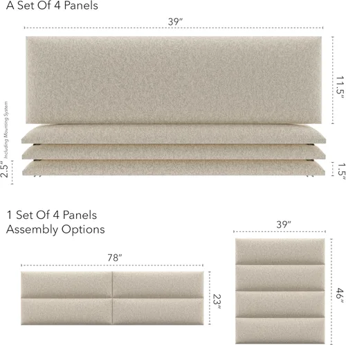 Miniatura 160 de Vant - Paneles tapizados para pared - Cabeceros montados en la pared tamaño King/Cal King - Cuero vintage blanco tórtola - Twin/King - Juego de 4