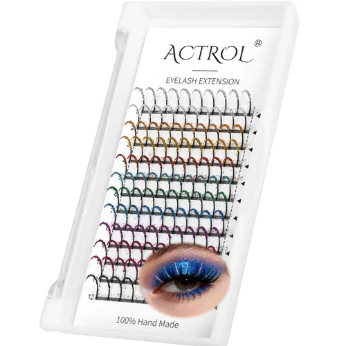 Miniatura 25 de Extensiones de pestañas de colores Easy Fan de 0.354-0.630 in, mezcla de blanco, rizo D, fácil de abanear, 0.003 in, suministros de pestañas