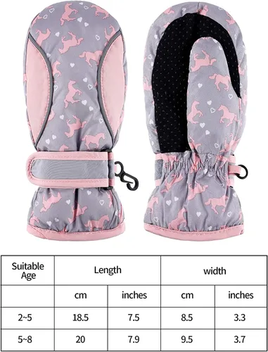 Miniatura 3 de SATINIOR 2 pares de guantes impermeables para niñas y niños, guantes de nieve cálidos para niños