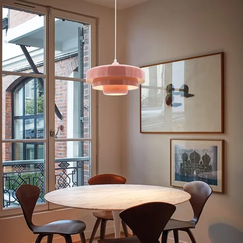 Miniatura 4 de Lámpara Colgante Rosa de Mediados de Siglo, Lámpara Colgante Nórdica, Accesorio de Iluminación Colgante, Luz de Techo Colgante con Diseño