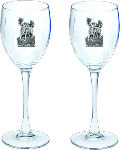 Miniatura 50 de Heritage Pewter Notre Dame - Juego de 2 copas de agua de vidrio de 12 onzas, vidrio de peltre hecho por expertos