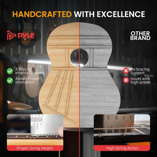 Miniatura 6 de Pyle Kit de guitarra acústica para principiantes, instrumento de madera de tamaño junior 3/4 con kit completo de accesorios, púas, correa