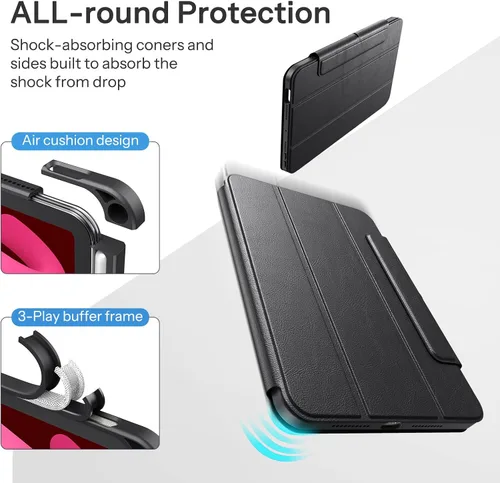 Miniatura 6 de SPARIN Funda para iPad mini 7 A17 Pro 2024/iPad Mini 6 2021 de 8.3 pulgadas, cubierta magnética desmontable, soporte vertical/horizontal con soporte