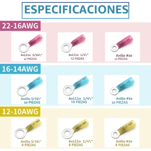 Miniatura 2 de 90 piezas de conectores de cables termorretráctiles eléctricos - Kit de Oiojuct para alambres marinos y automotrices, surtido de terminales