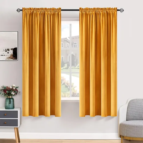 Miniatura 47 de MIULEE - Juego de 2 paneles de cortinas negro opacas y térmicas de terciopelo para la sala de estar y dormitorio, con bolsillo para cortinero, de 63