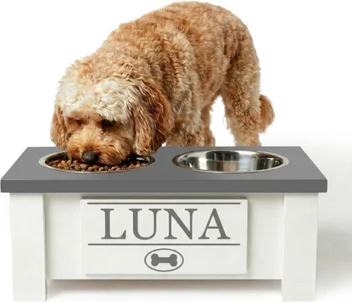 Miniatura 53 de GrooveThis Woodshop Soporte Personalizado de Cuenco Elevado para Perros de Tamaño Grande, Mediano, Pequeño y Extra Pequeño - Cuencos de Acero Negro