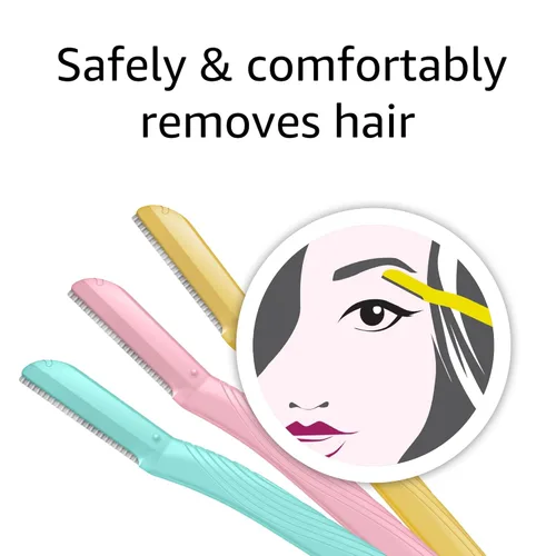 Miniatura 5 de Amazon Basics - Herramienta multiusos de limpieza de cejas y afeitadora facial para mujer, incluye cubierta de cuchilla, multicolor, 3