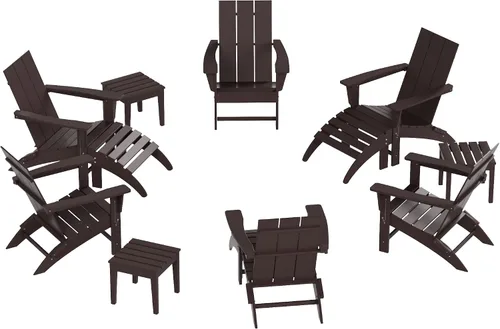 WO - 12 sillas Adirondack plegables Westin de madera de polietileno para exteriores, asiento plegable, resistente a la intemperie, a los rayos UV y