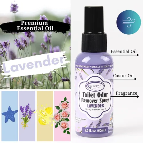 Miniatura 2 de Air Jungles Spray para excrementos de inodoro, 2 onzas líquidas (2 unidades), aroma a lavanda, espray eliminador de olores antes del número 2, hasta