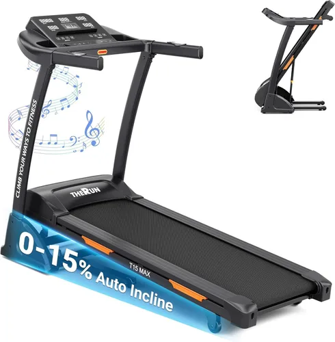 Miniatura 10 de THERUN Incline Treadmill, Treadmills for Running and Walking, 300 lbs Weight Capacity Folding Treadmill with 0-15% Auto Incline, Wide Belt, 3.5 HP
