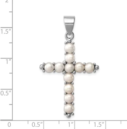 Miniatura 3 de Colgante de cruz de perlas cultivadas en agua dulce de plata de ley 36.417 1.654in x 25 mm