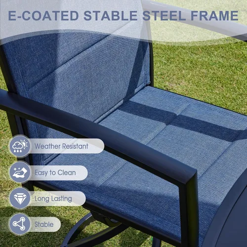 Miniatura 5 de VICLLAX Juego de 2 sillas de comedor giratorias para patio, sillas de exterior de tela de malla de textileno acolchada con reposabrazos para porche