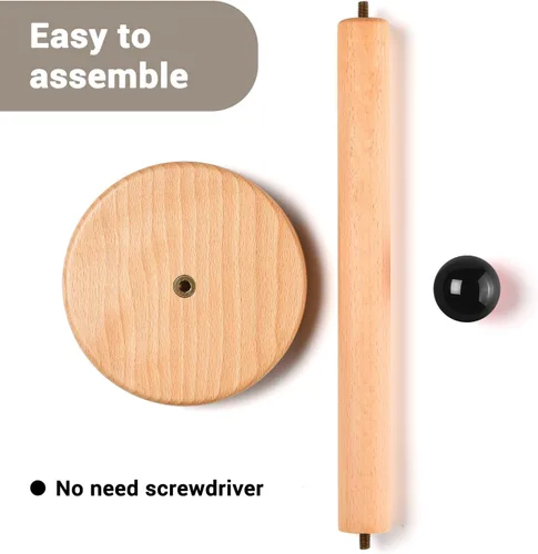 Miniatura 3 de Soporte para toallas de papel, soporte de rollo de cocina de madera (bola negra)