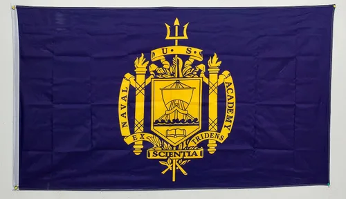 MWS Bandera de nailon de poliéster de 3 x 5 pies de la Academia Naval Ex Tridens Scientia, con ojales de doble costura para interiores y exteriores,