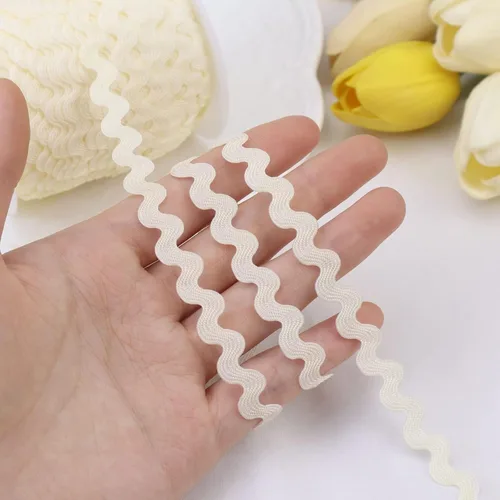 Miniatura 3 de GXTIZAS Cinta de onda de ric rac con flecos ondulados de 40 yardas, color beige, cinta de encaje RIC Rac para coser, envolver regalos, decoración