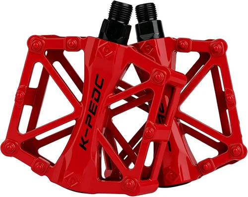 Pedales de plataforma de bicicleta de aluminio CNC Pedales ligeros de ciclismo de carretera para bicicleta MTB BMX Rojo