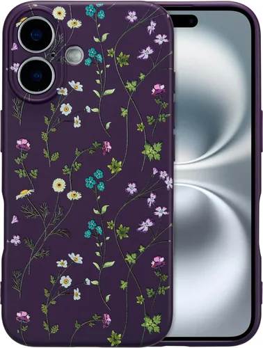 Miniatura 39 de RALEAVO Funda Floral para iPhone 12, Cubierta de Silicona Líquida con Bonito Patrón de Rama de Flores para Niñas y Mujeres, Funda Protectora de Goma