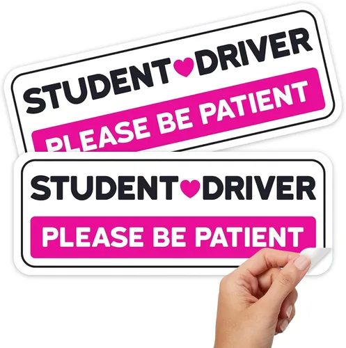 Stickios Calcomanías de vinilo no magnéticas rosadas para estudiantes conductores, extraíbles para automóviles y ventanas, fabricadas en Estados