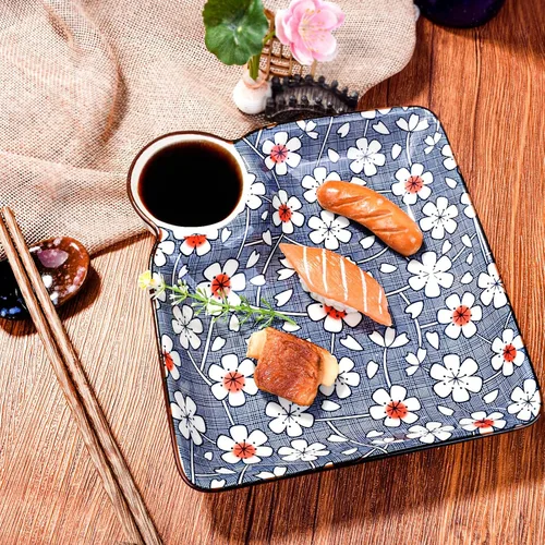 Miniatura 2 de Juego de 2 platos de cerámica de Gyoza de 7.1 pulgadas con plato de vinagre (color B)