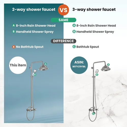 Miniatura 3 de gotonovo - Juego de grifo de ducha de níquel cepillado 8 pulgadas, cabezal de ducha de lluvia para baño, sistema de ducha de pared, doble mango