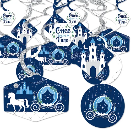 Big Dot of Happiness Fairy Tale Fantasy - Decoración colgante de fiesta de príncipe real y princesa, remolinos de decoración de fiesta, juego de 40