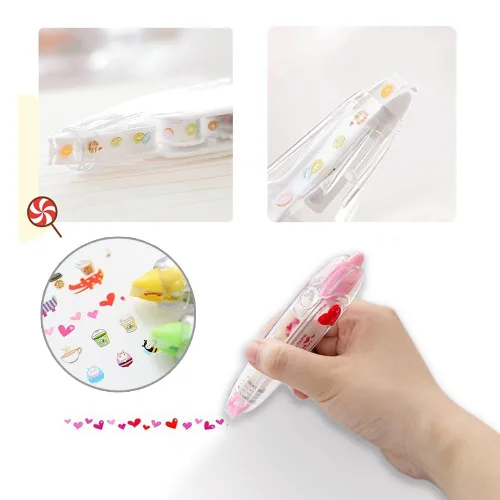 Miniatura 3 de Bolígrafo de cinta decorativa de encaje, cinta de corrección decorativa de bricolaje 2023, cinta decorativa con patrón de dibujos animados creativos