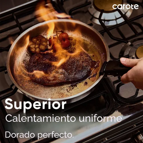 Miniatura 5 de CAROTE Juego de ollas y sartenes, juego de utensilios de cocina de acero inoxidable, mango desmontable, 15 piezas de utensilios de cocina