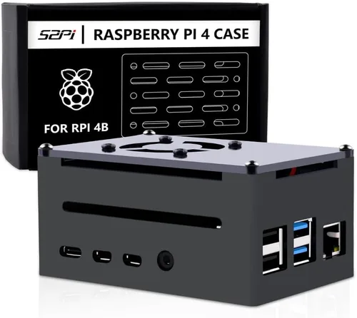 Miniatura 8 de GeeekPi Funda para Raspberry Pi 4, Pi 4 de aluminio con ventilador, disipador de calor Pi 4 para Raspberry Pi 4 Modelo B, carcasa alta compatible