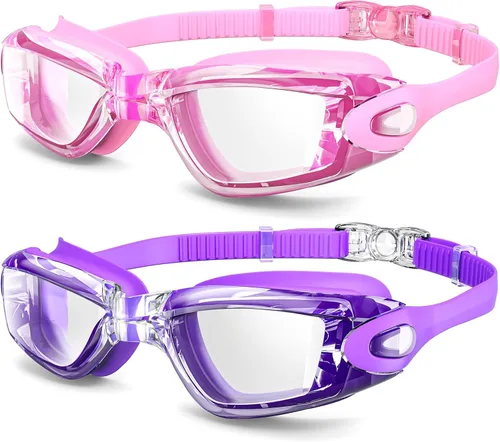 Gafas de natación Braylin, paquete de 2 gafas de natación, antivaho, sin fugas para adultos, hombres, mujeres y jóvenes Paquete de 05.2 púrpura