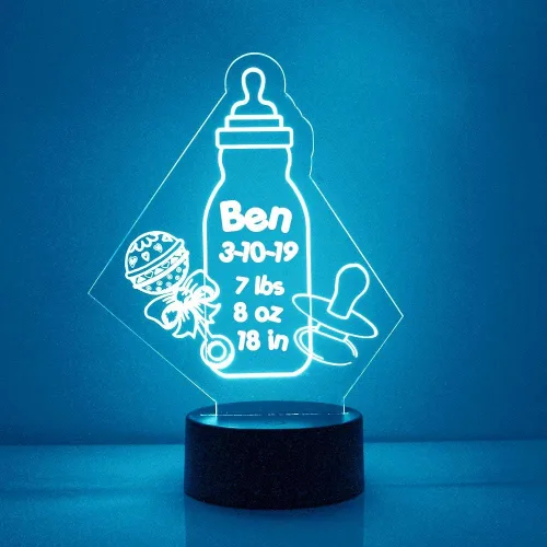 Miniatura 11 de MMS - Lámpara LED de noche con luna y estrellas, personalizada con tu nombre o texto, control remoto con 15 colores, 4 modos de luz, lámpara LED