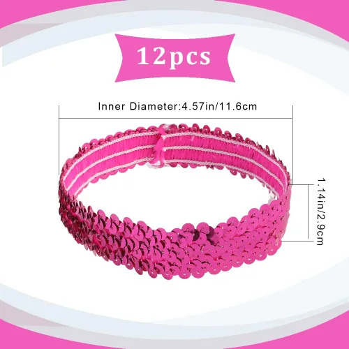 Miniatura 2 de GORGECRAFT 12 diademas de lentejuelas elásticas con purpurina elástica con purpurina a la moda, juego de accesorios para mujeres, deportes, bailes