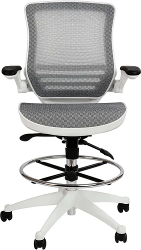Miniatura 7 de Flash Furniture Waylon - Silla de oficina giratoria de respaldo medio con anillo de pie ajustable y altura del asiento, silla ergonómica de malla