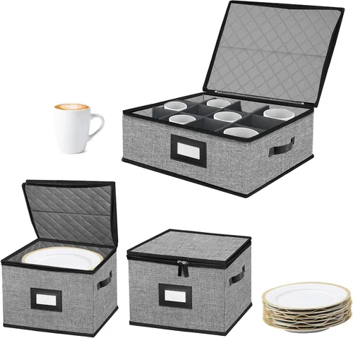 Contenedores de almacenamiento de China-Contenedores de almacenamiento de platos acolchados y almacenamiento de tazas, organizador de almacenamiento