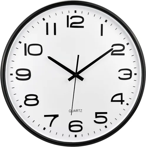 Miniatura 9 de Plumeet - Reloj de pared de 12 pulgadas, relojes de pared silenciosos, funciona con pilas, de cuarzo sin tictac, estilo moderno, adecuado para Negro
