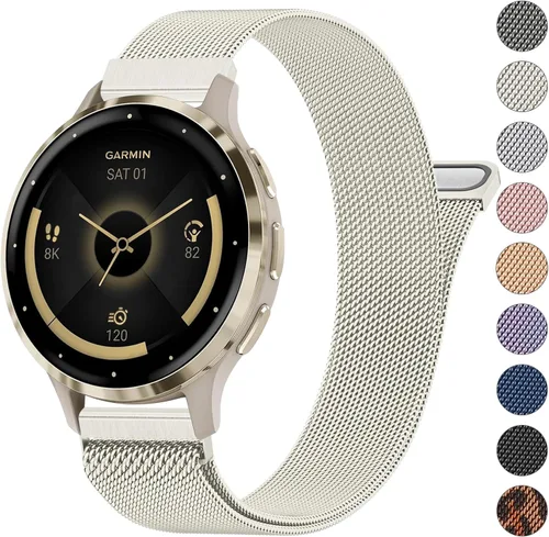 Miniatura 9 de 18mm Bandas de metal para Garmin Venu 3S / Venu 4 41mm / Venu 2S / Vivoactive 4S / Vivomove 3S / Forerunner 265s Correas de reloj, Correa de muñeca